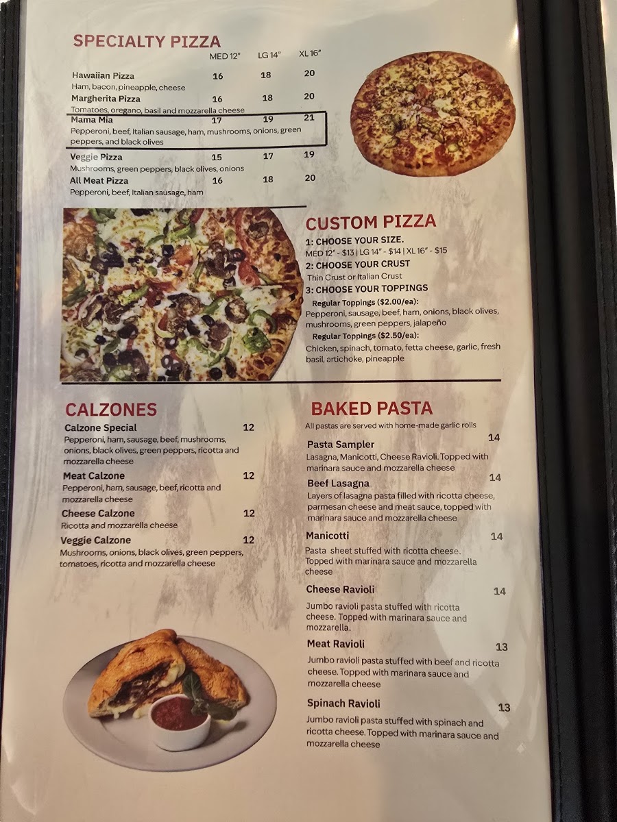 Adriatic Cafe Italian Grill menu board