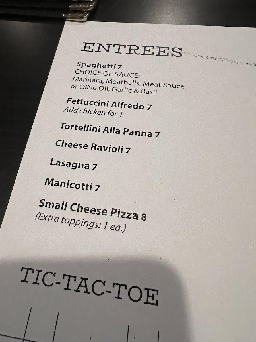 Adriatic Cafe Italian Grill menu board