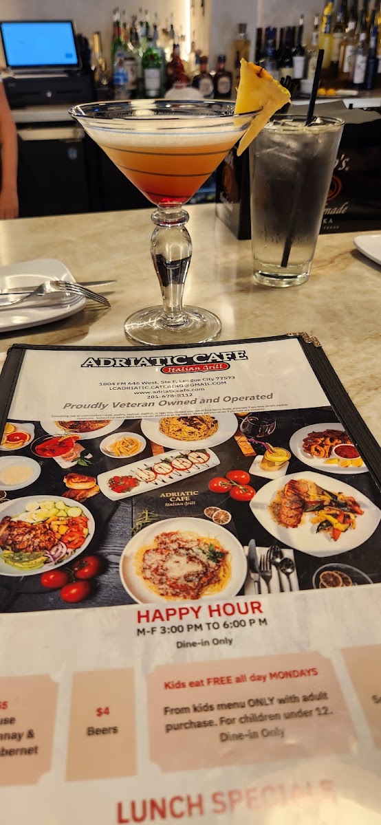 Adriatic Cafe Italian Grill menu board