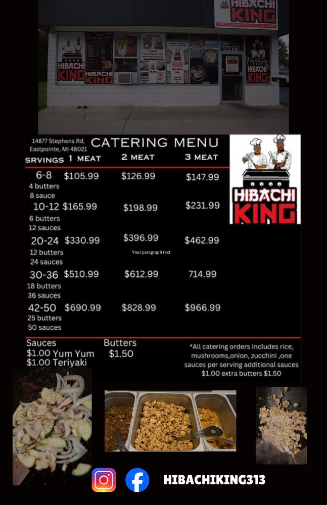 Hibachi King II menu board