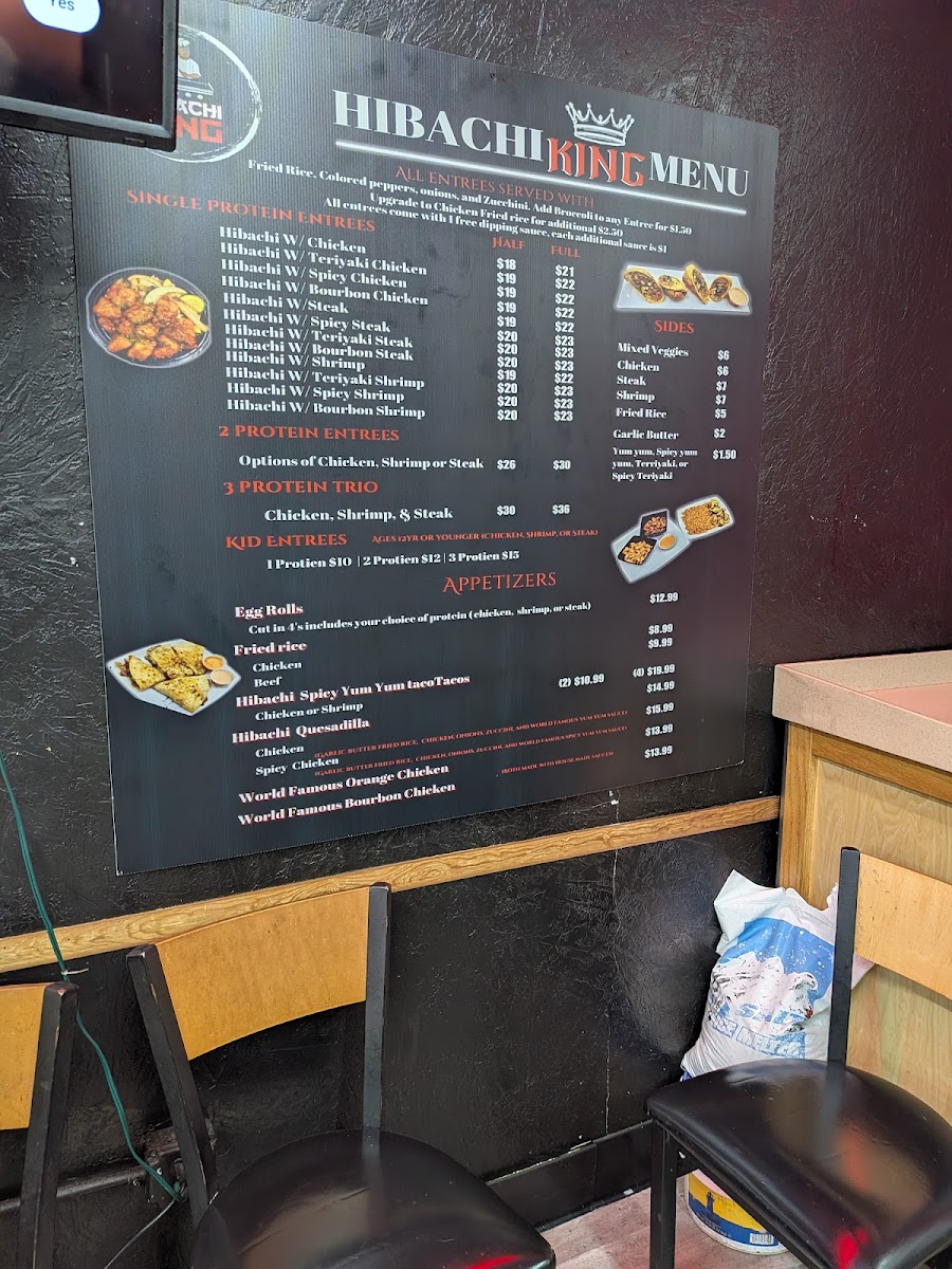 Hibachi King II menu board