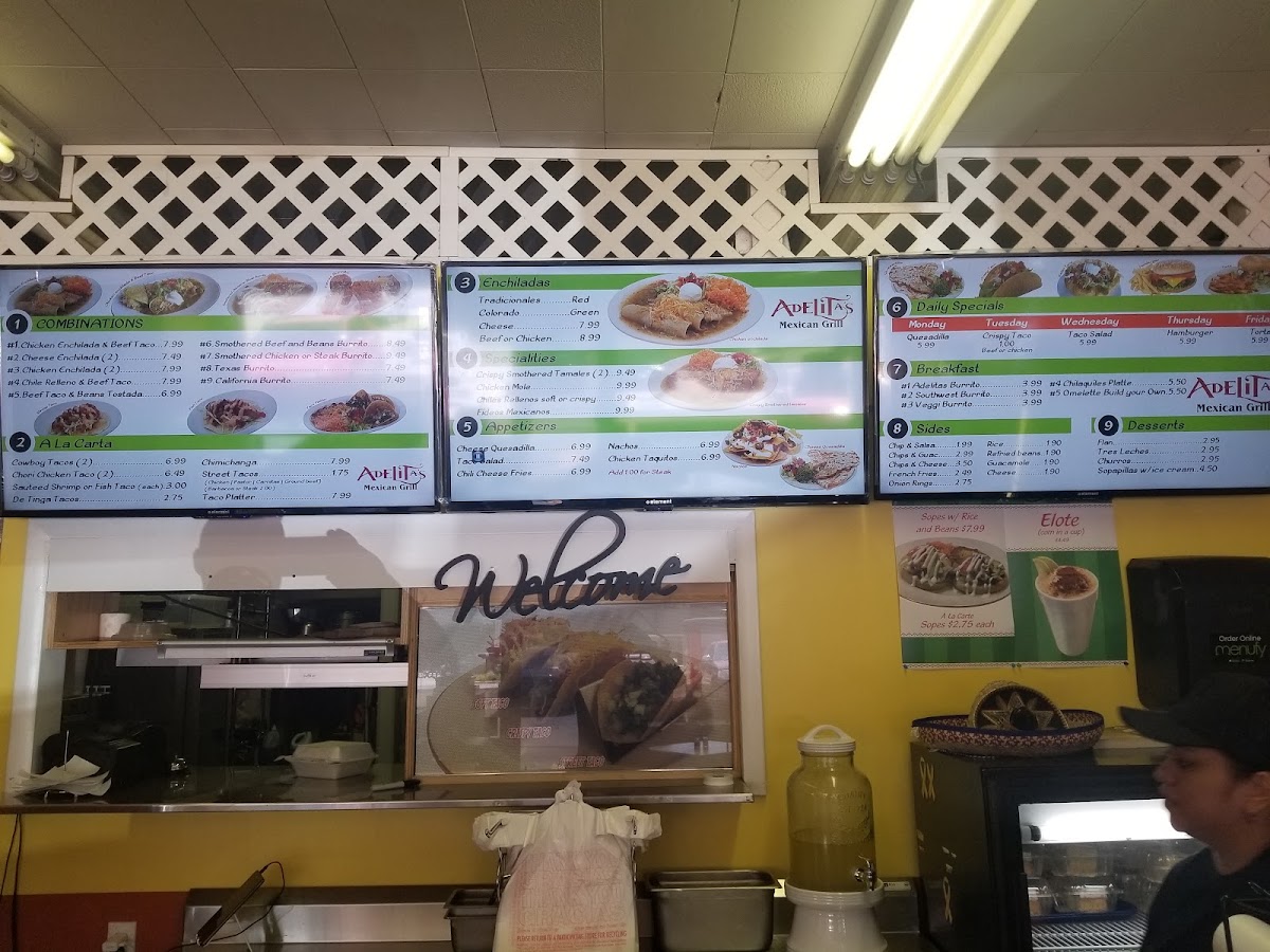 Adelita's Mexican Restaurant menu board