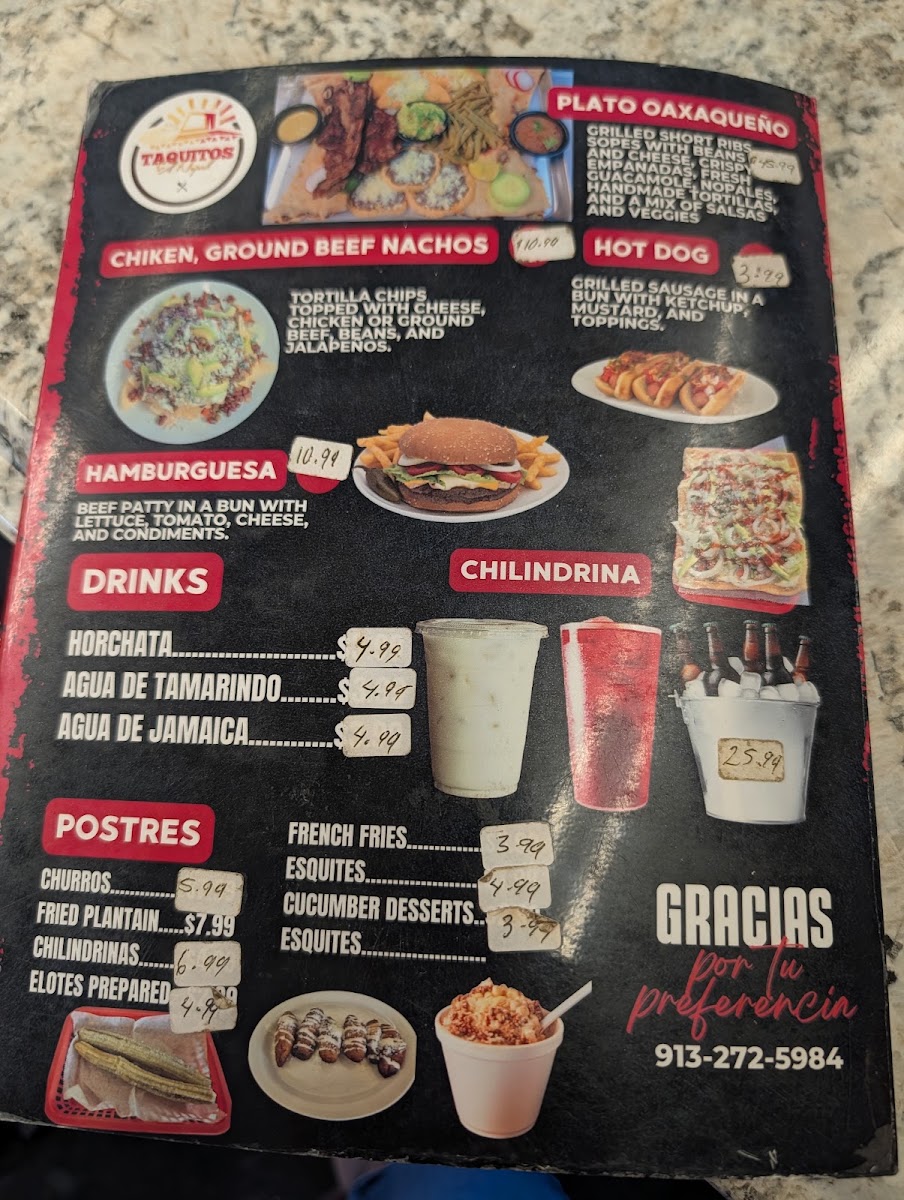 Adelita's Mexican Restaurant menu board
