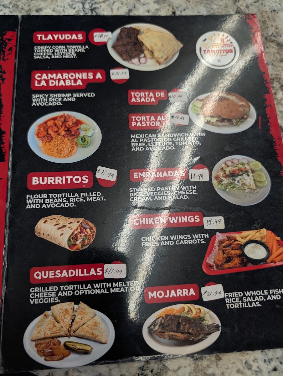 Adelita's Mexican Restaurant menu board