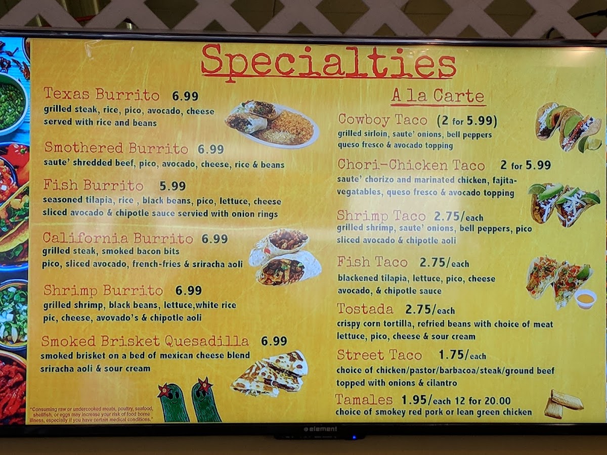 Adelita's Mexican Restaurant menu board