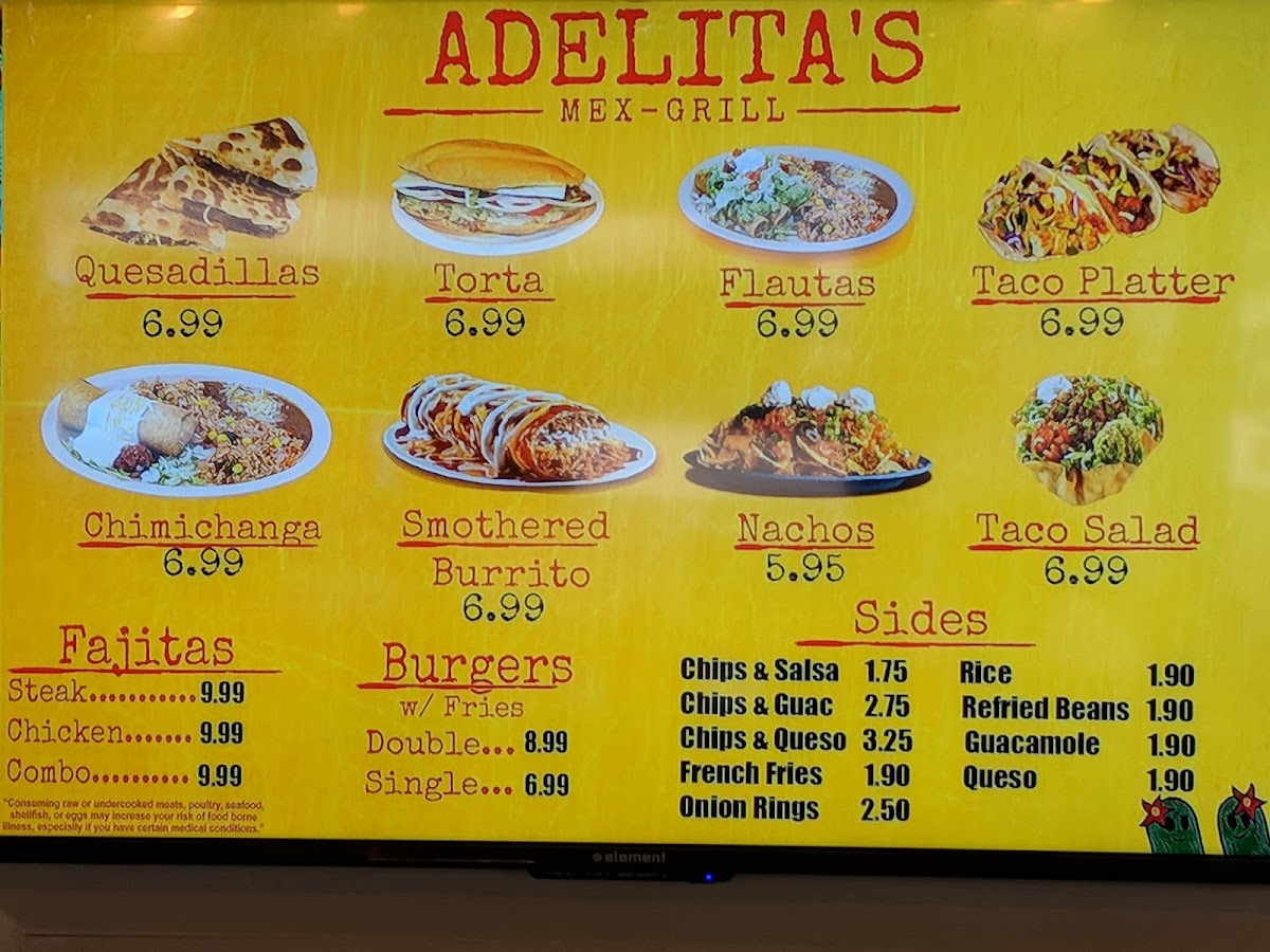 Adelita's Mexican Restaurant menu board
