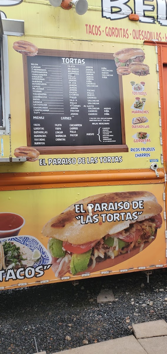 Tortas belen menu board