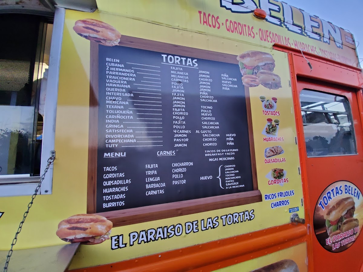 Tortas belen menu board