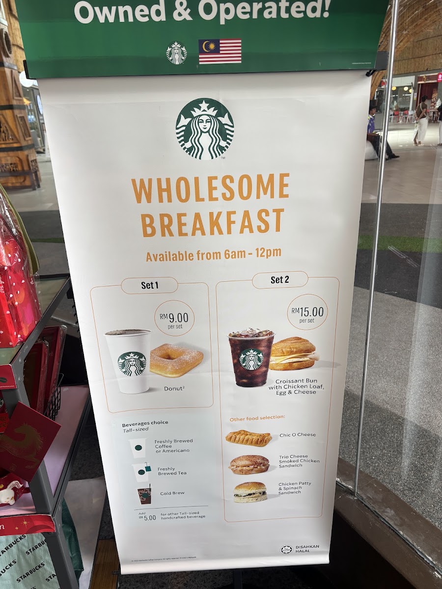 Starbucks Mall of Medini menu board
