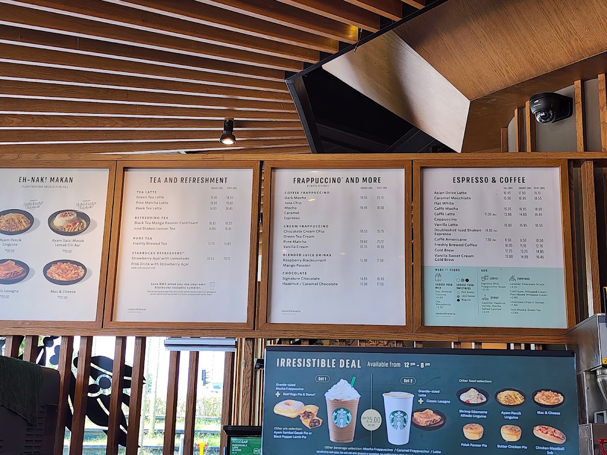 Starbucks Mall of Medini menu board