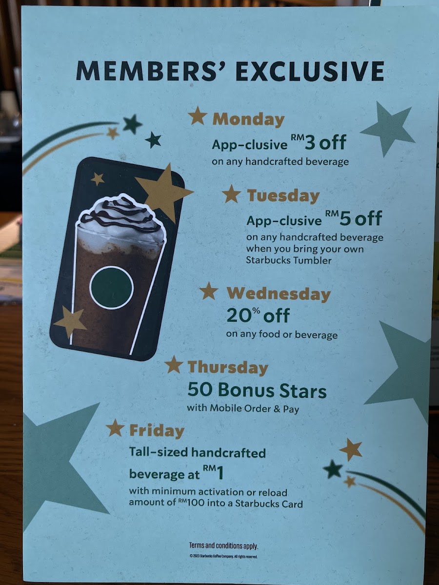 Starbucks Mall of Medini menu board