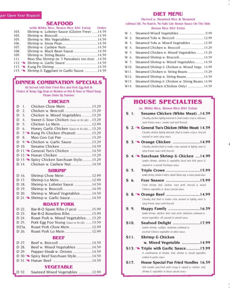 Bamboo Wok Boynton + Delray Beach menu board