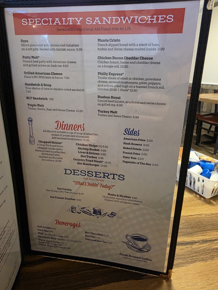 Sunrise cafe menu board