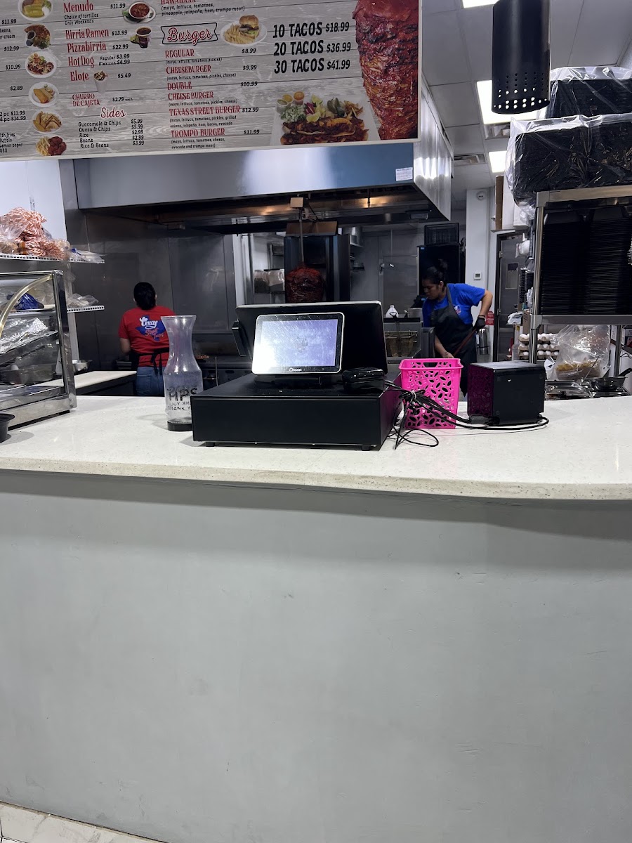 Texas Street Tacos menu board