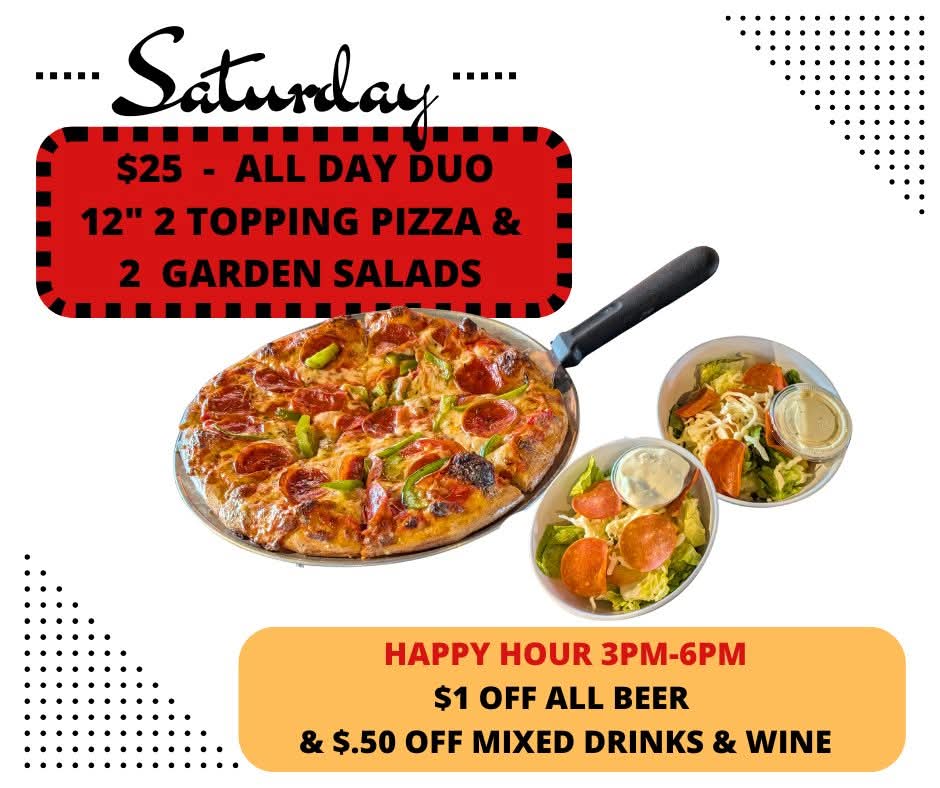 Game Time Tavern and Pizzeria menu board