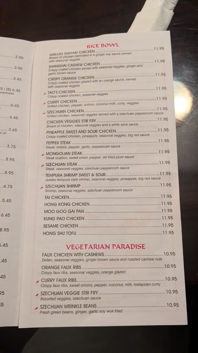 Shanghai Bistro menu board