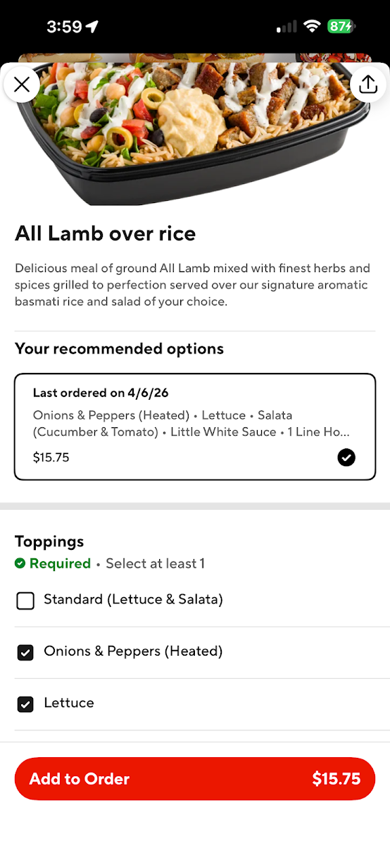Shah's Halal Food menu board