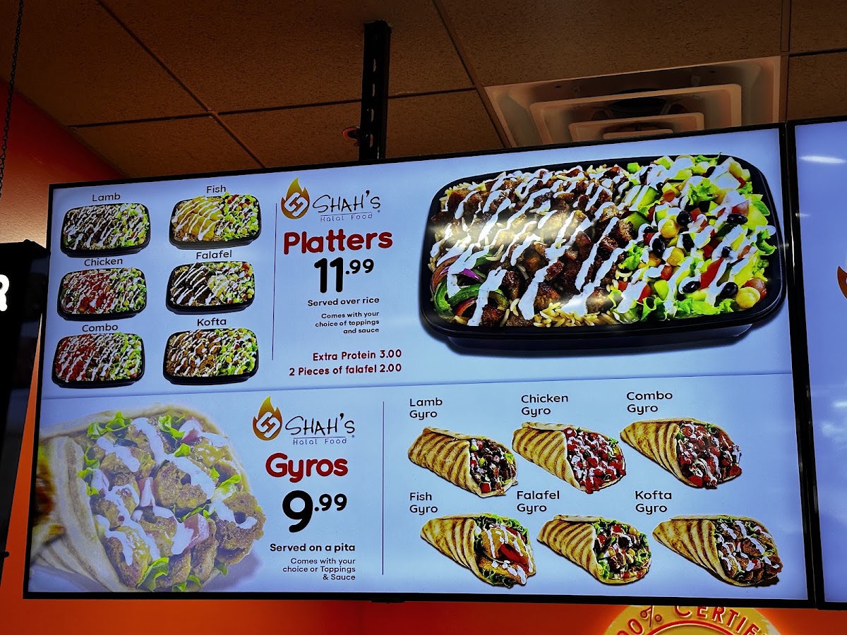 Shah's Halal Food menu board