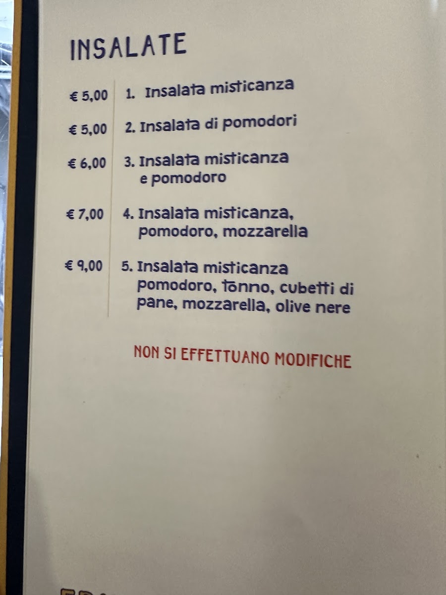 Friends Cafe' menu board