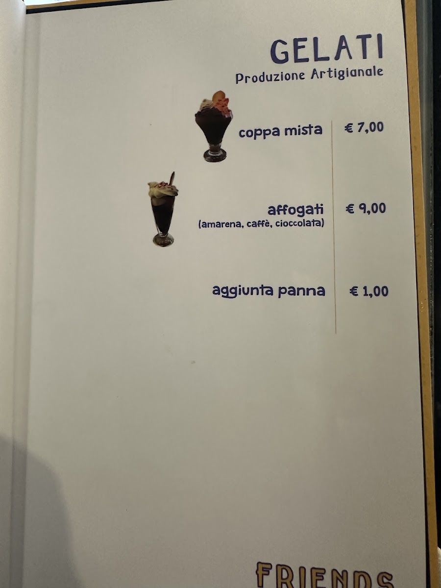 Friends Cafe' menu board