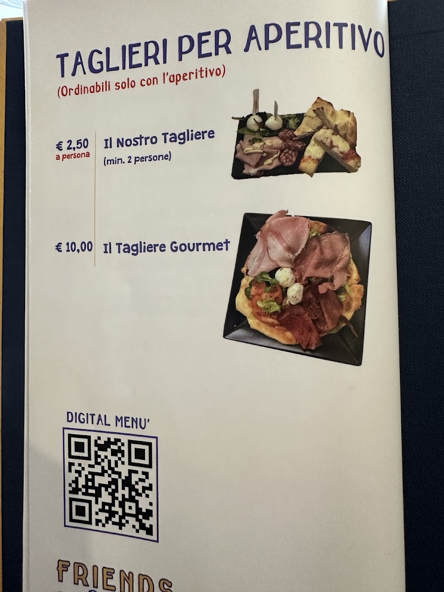 Friends Cafe' menu board