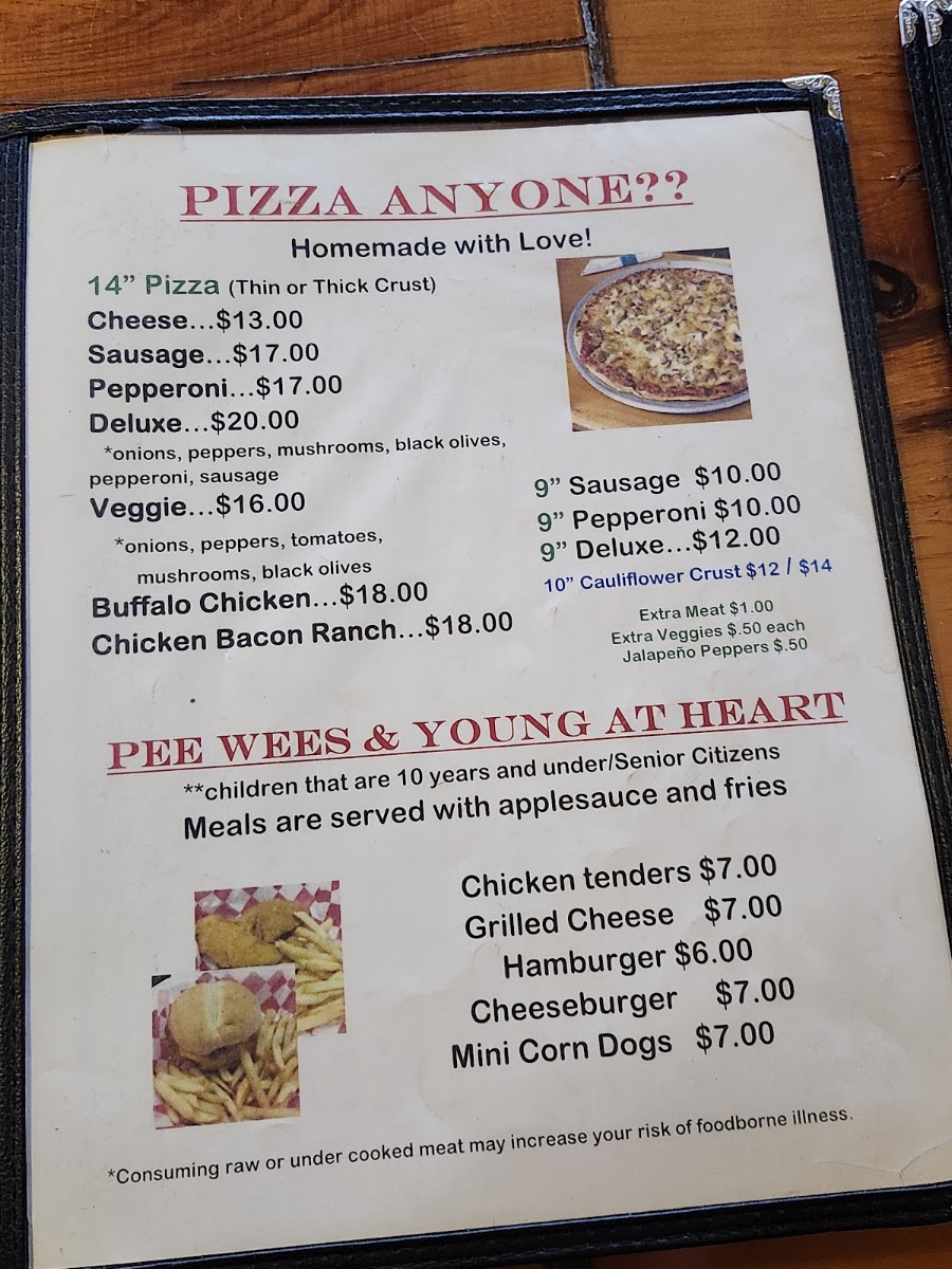 Charlie's Lake Metonga Resort Restaurant menu board