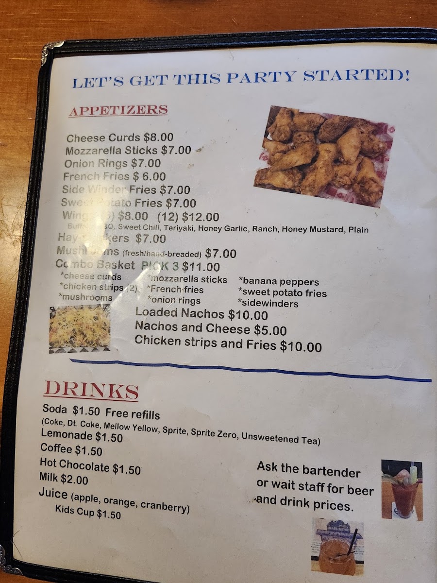 Charlie's Lake Metonga Resort Restaurant menu board