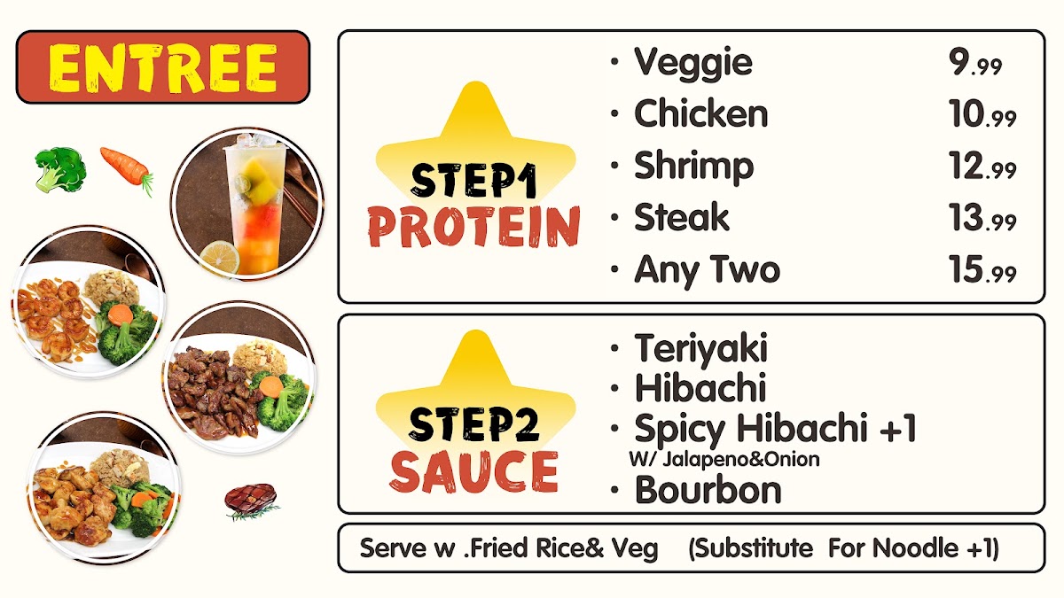 Ninja Hibachi Express menu board
