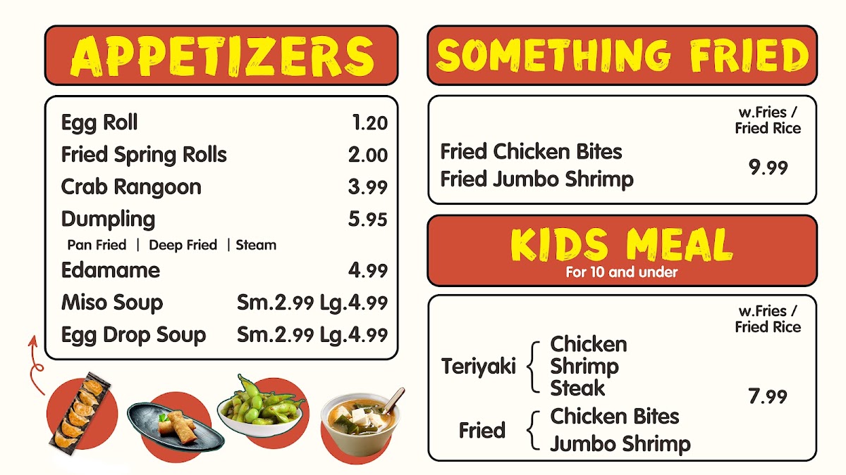 Ninja Hibachi Express menu board