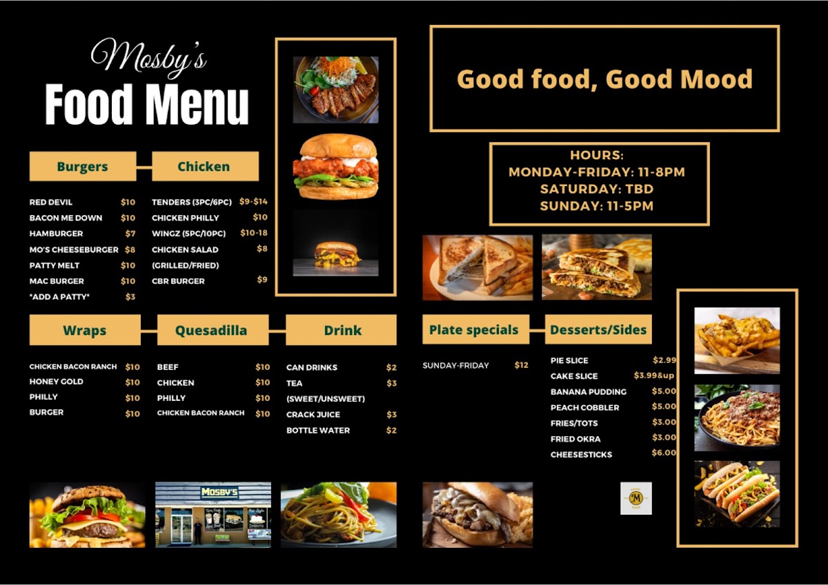 Mosby’s menu board