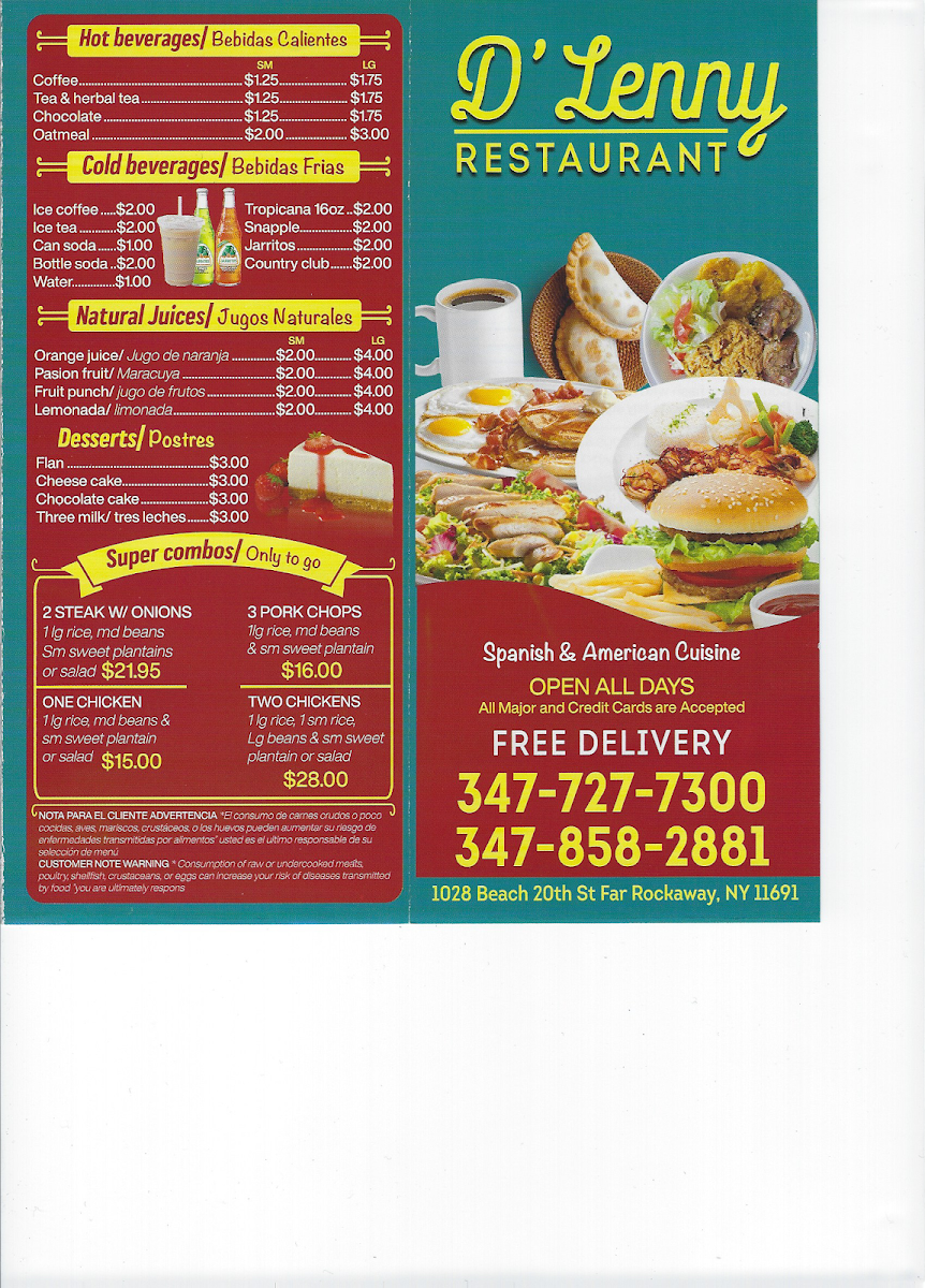 D’Lenny menu board