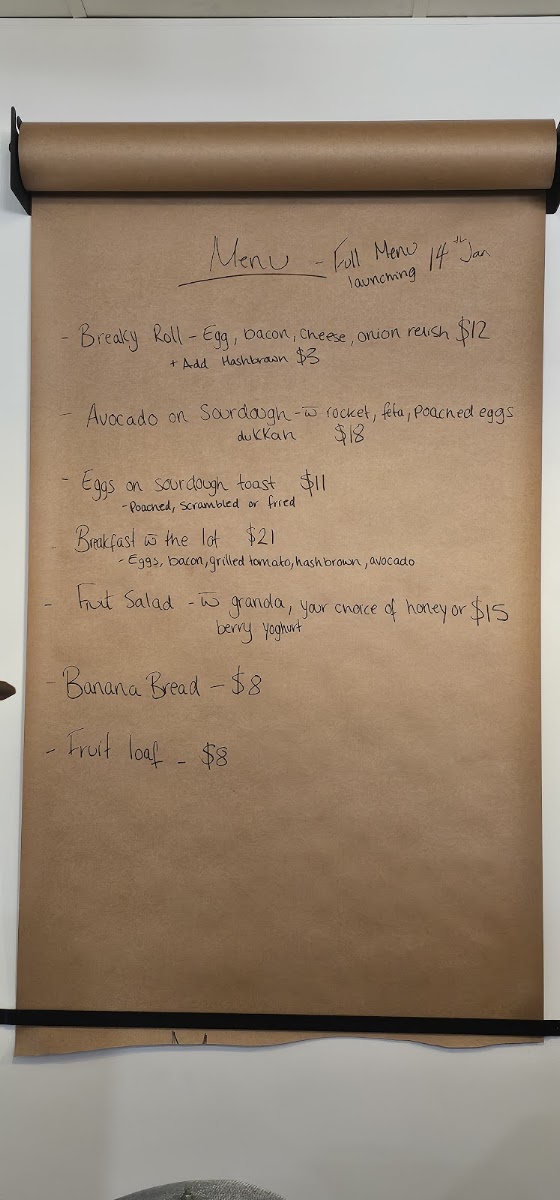 General Store at The Heart menu board