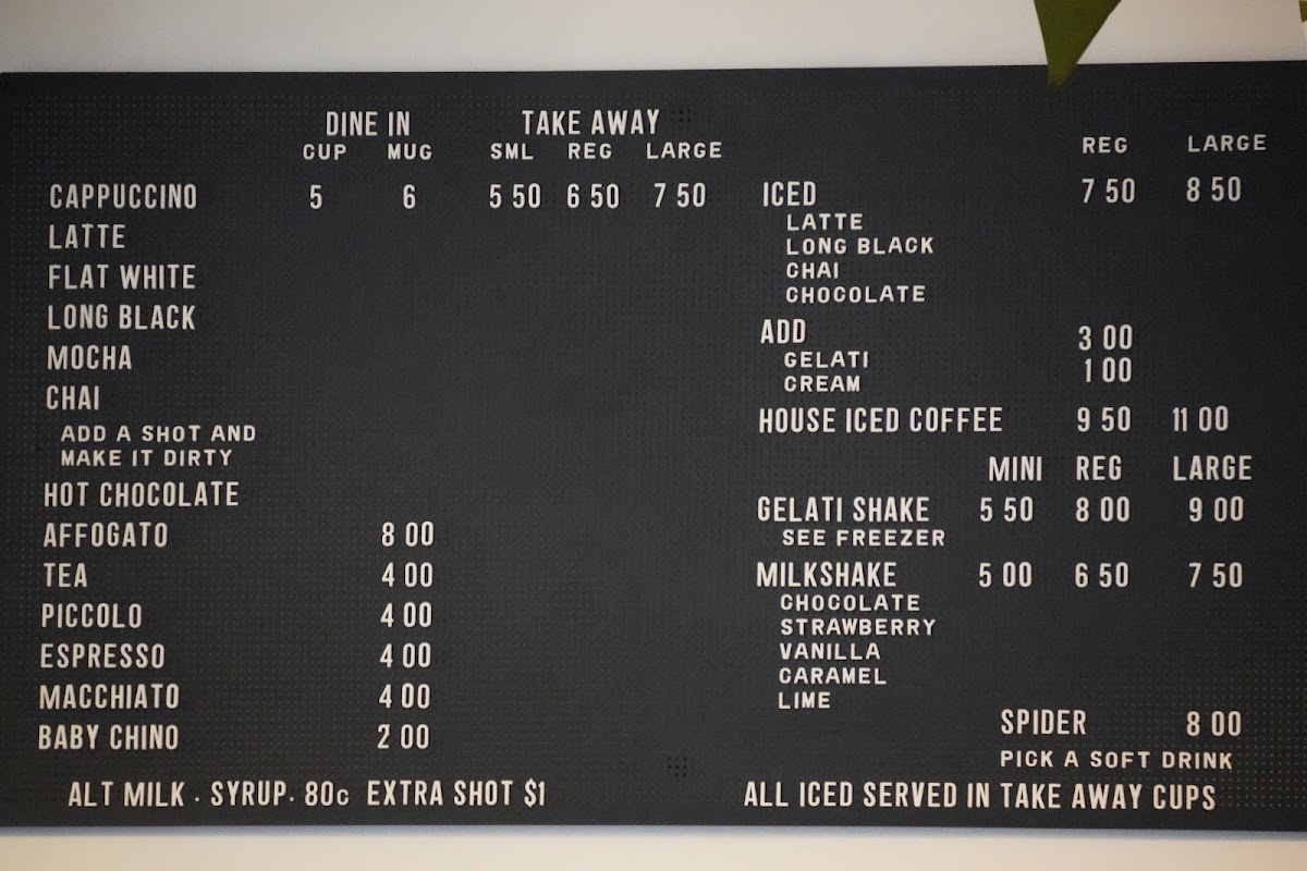 General Store at The Heart menu board