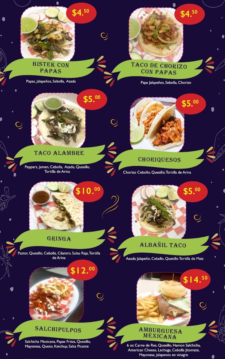 El Gordo Bros W Main St. menu board