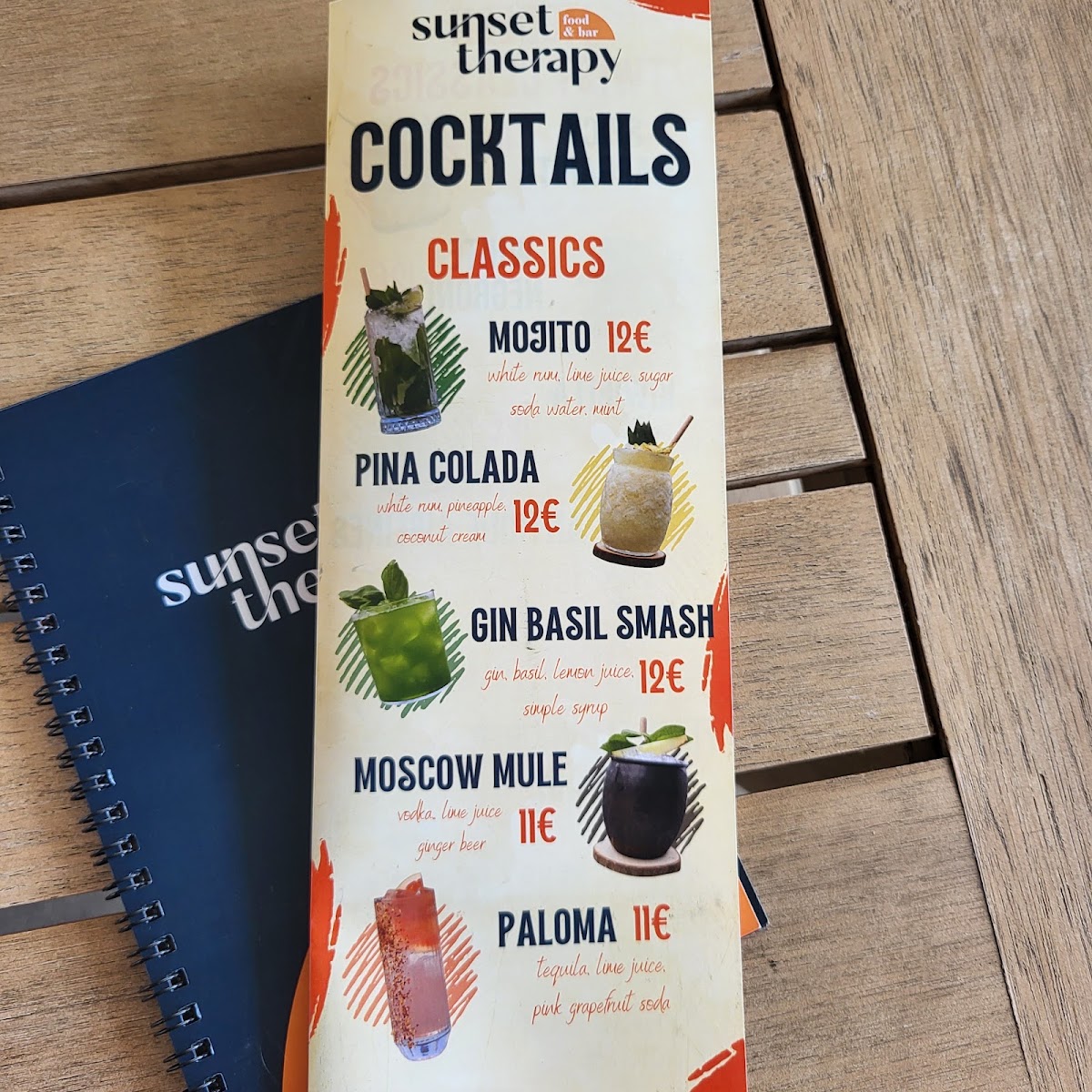 Terapija Beach Bar menu board