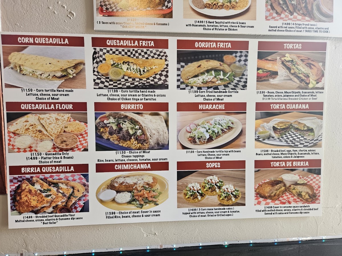 Taqueria La Poblanita menu board