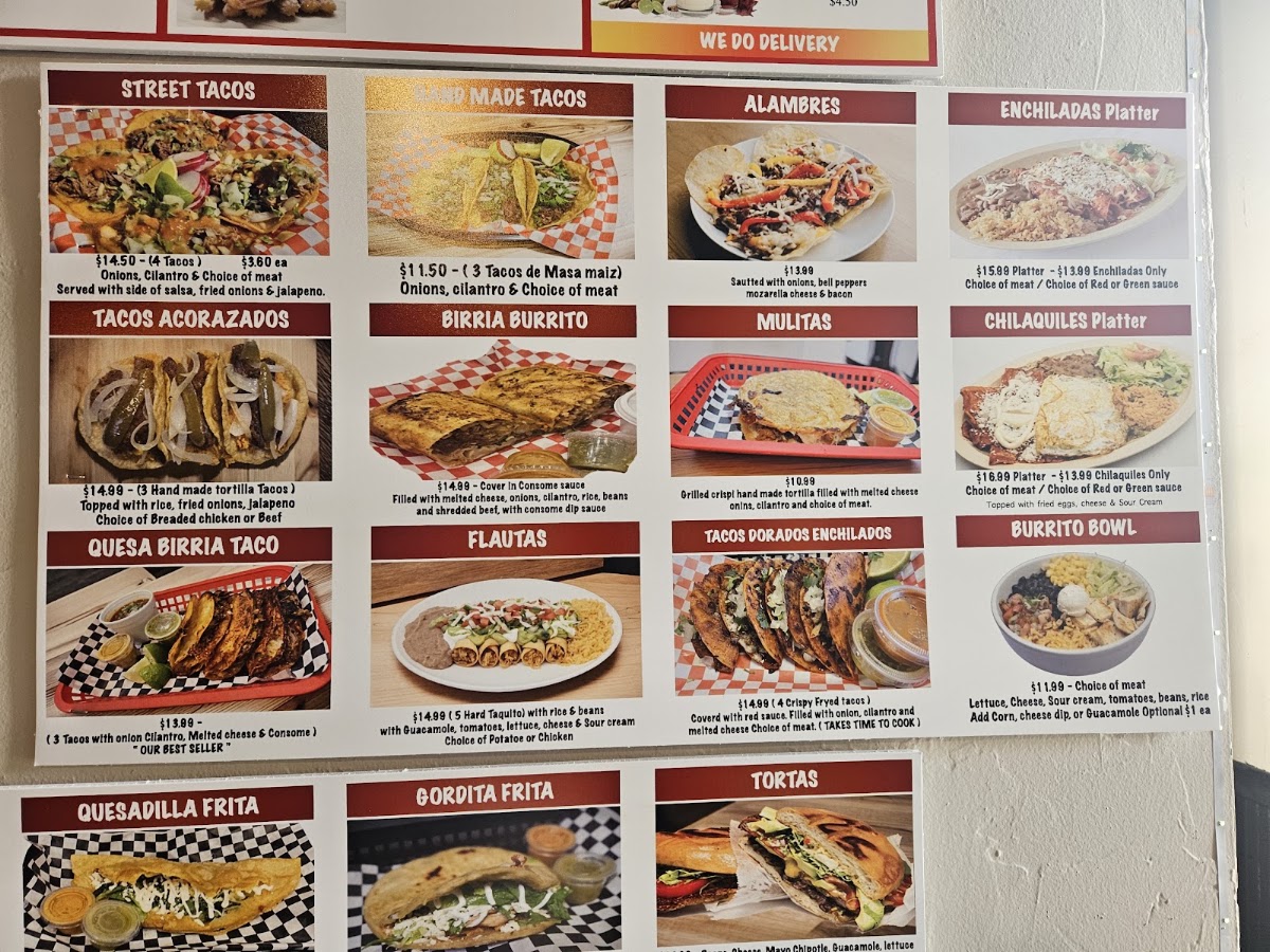 Taqueria La Poblanita menu board
