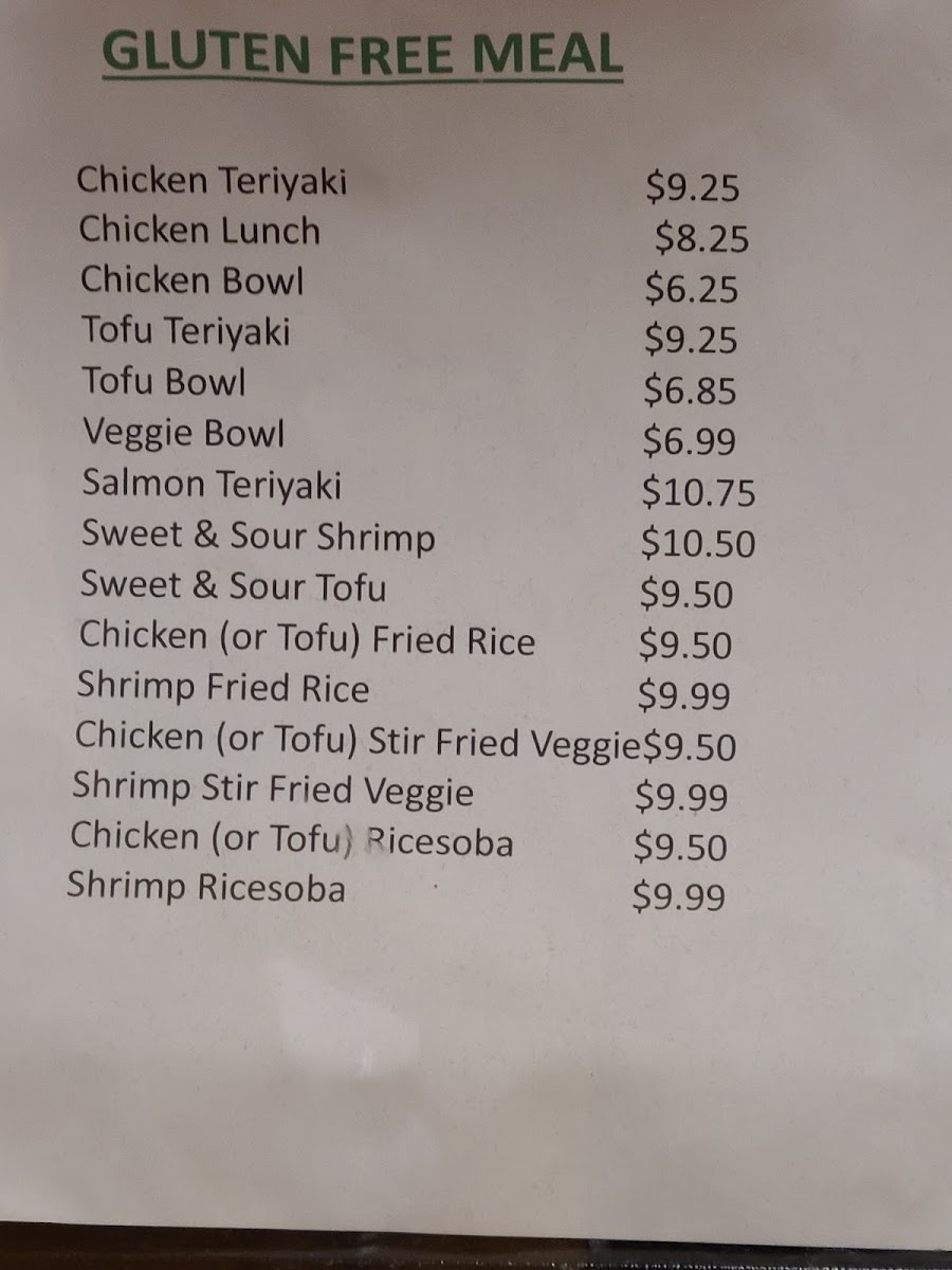 Joy Teriyaki menu board