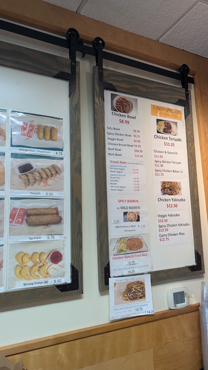 Joy Teriyaki menu board