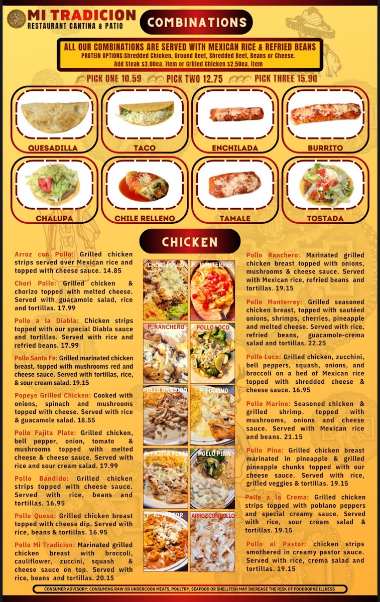 Mi Tradicion Grove City menu board
