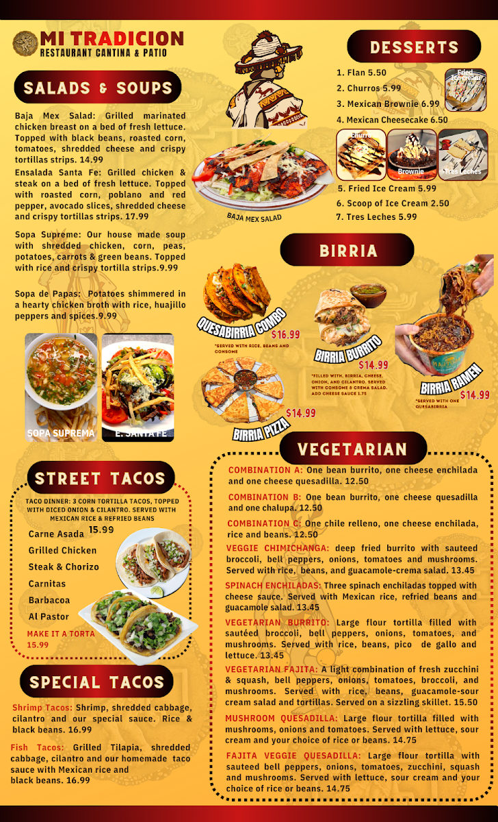 Mi Tradicion Grove City menu board