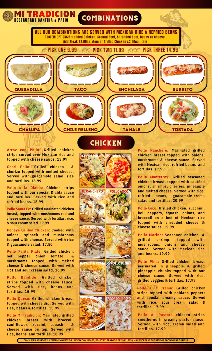Mi Tradicion Grove City menu board