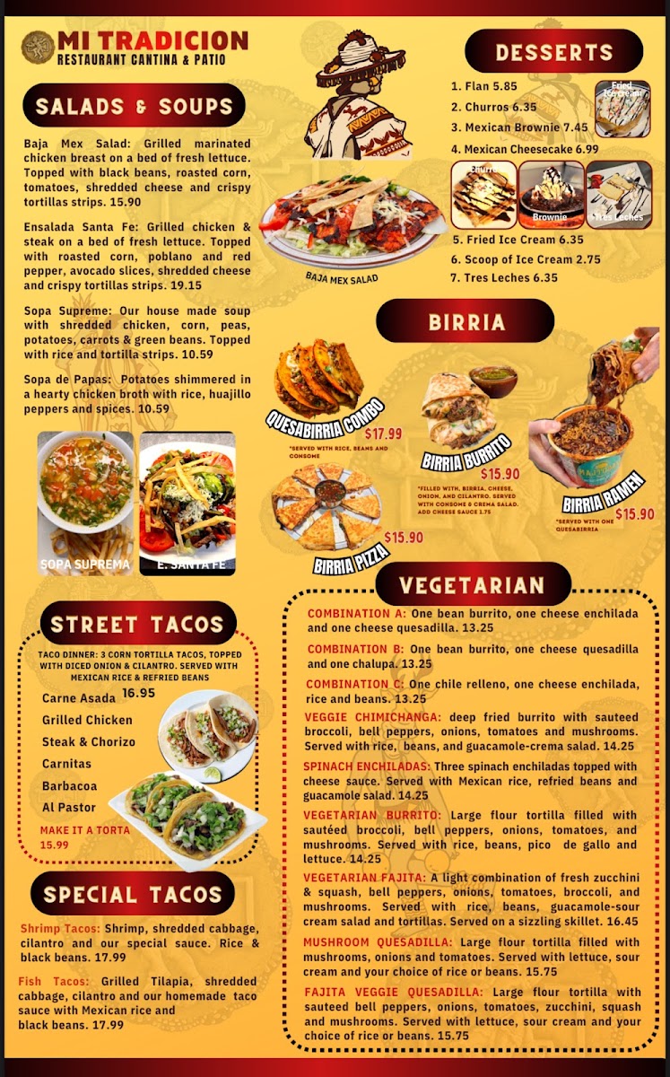 Mi Tradicion Grove City menu board