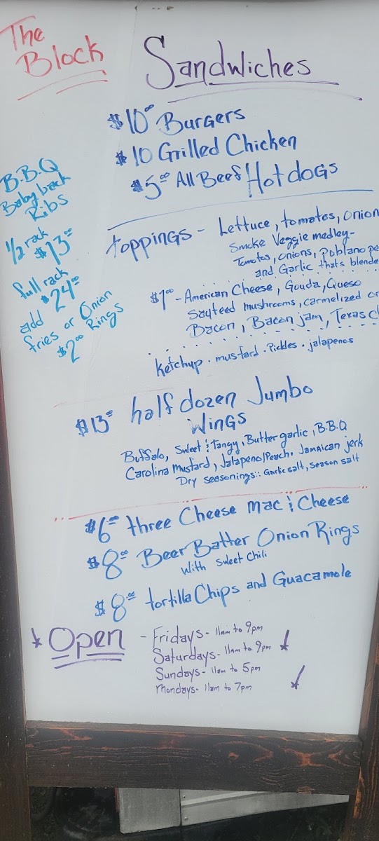 Speals Off Wheels menu board