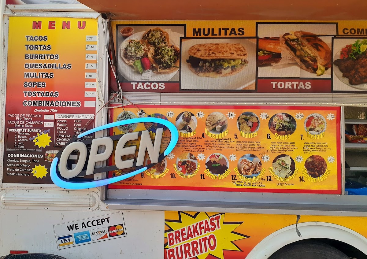 Taqueria El Palenque menu board