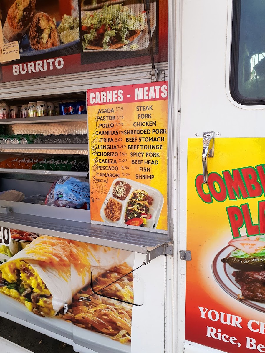 Taqueria El Palenque menu board