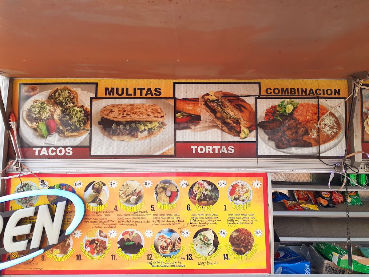 Taqueria El Palenque menu board