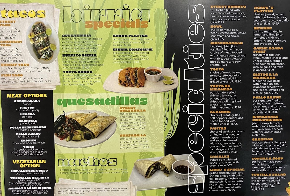 Agave Mex Food menu board