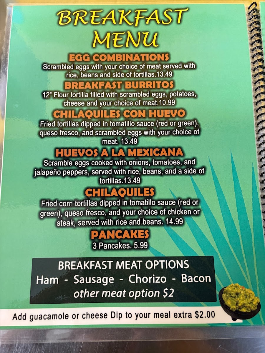 Agave Mex Food menu board