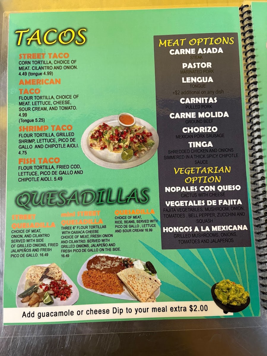 Agave Mex Food menu board